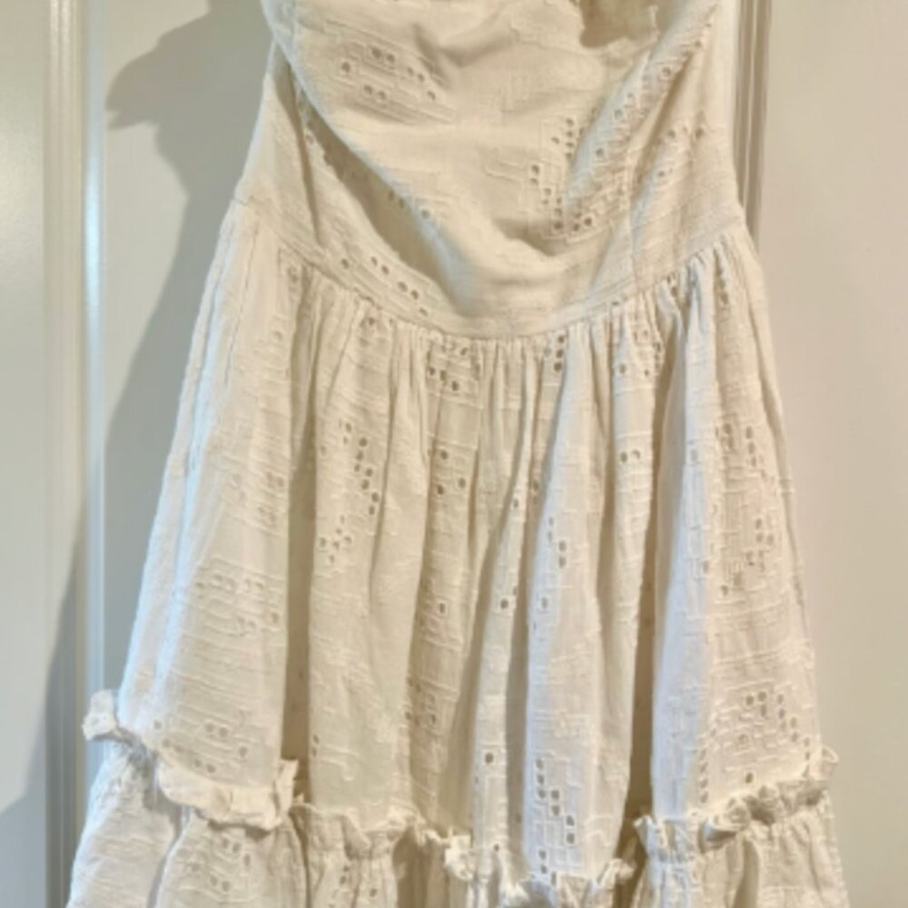 Anthropologie Forever That Girl Ruffle Tube Mini Dress White XS Strapless - Picture 2 of 5